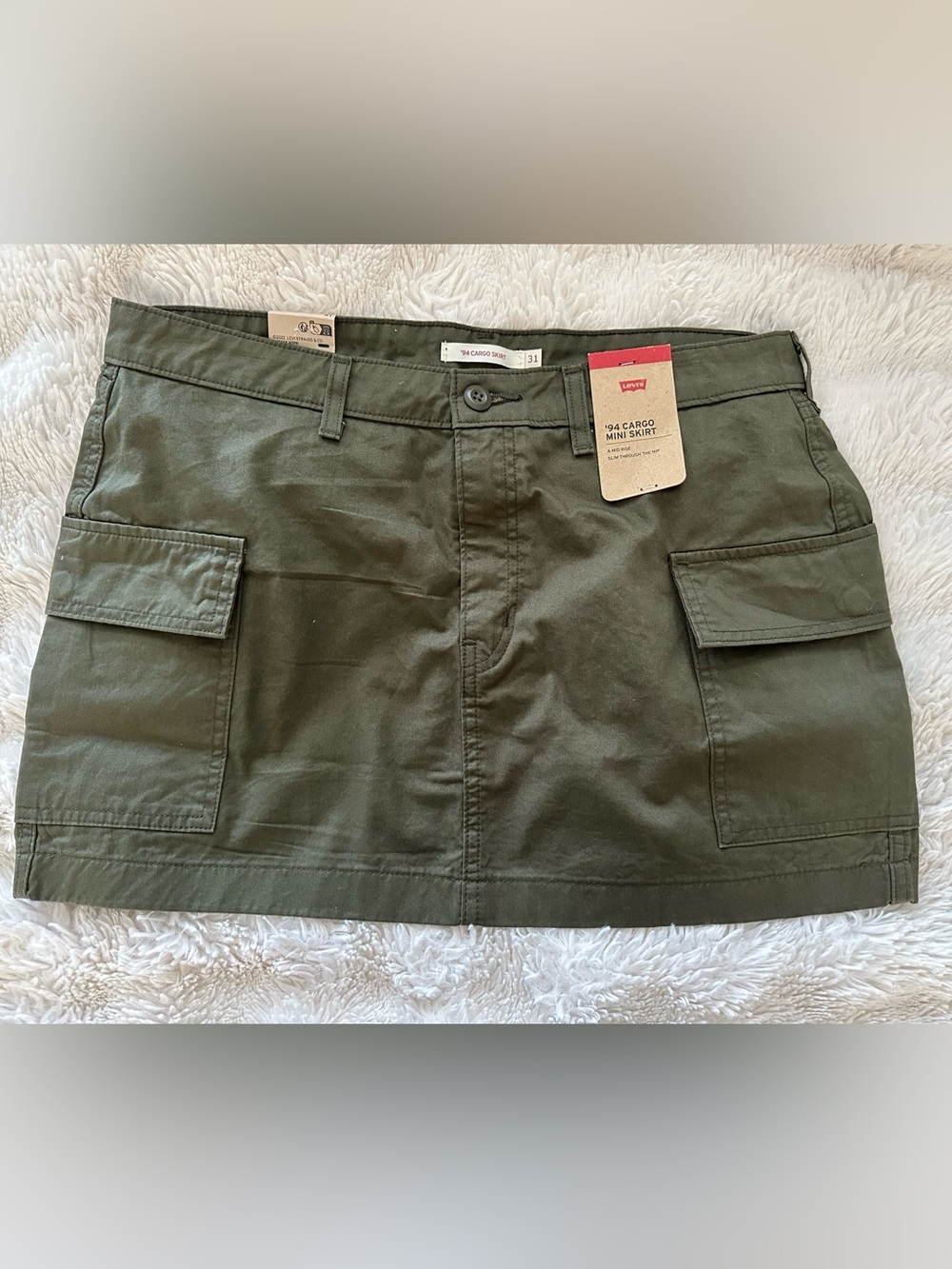 ‘94 Levi's Olive Green Cargo Mini Skirt NWT